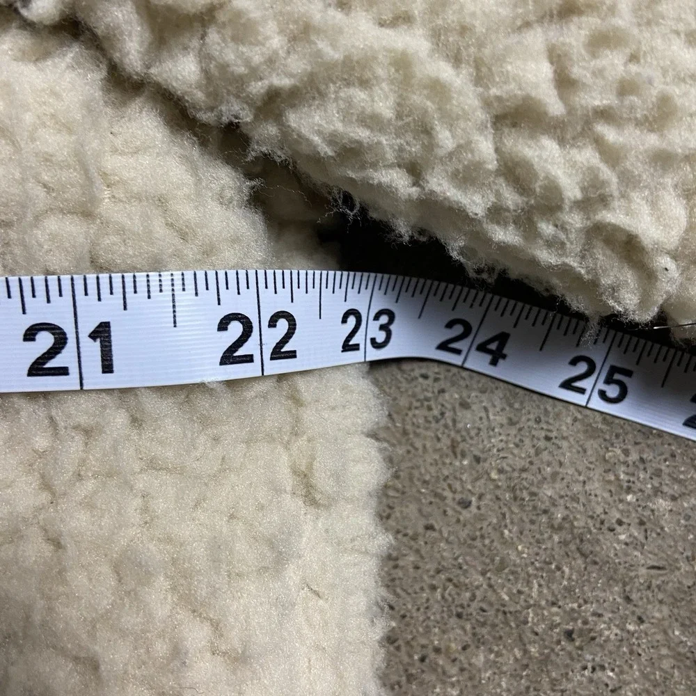The North Face Nuptse Sherpa Puffer Jacket Size Small‎ Beige Full Zip Deep Pile